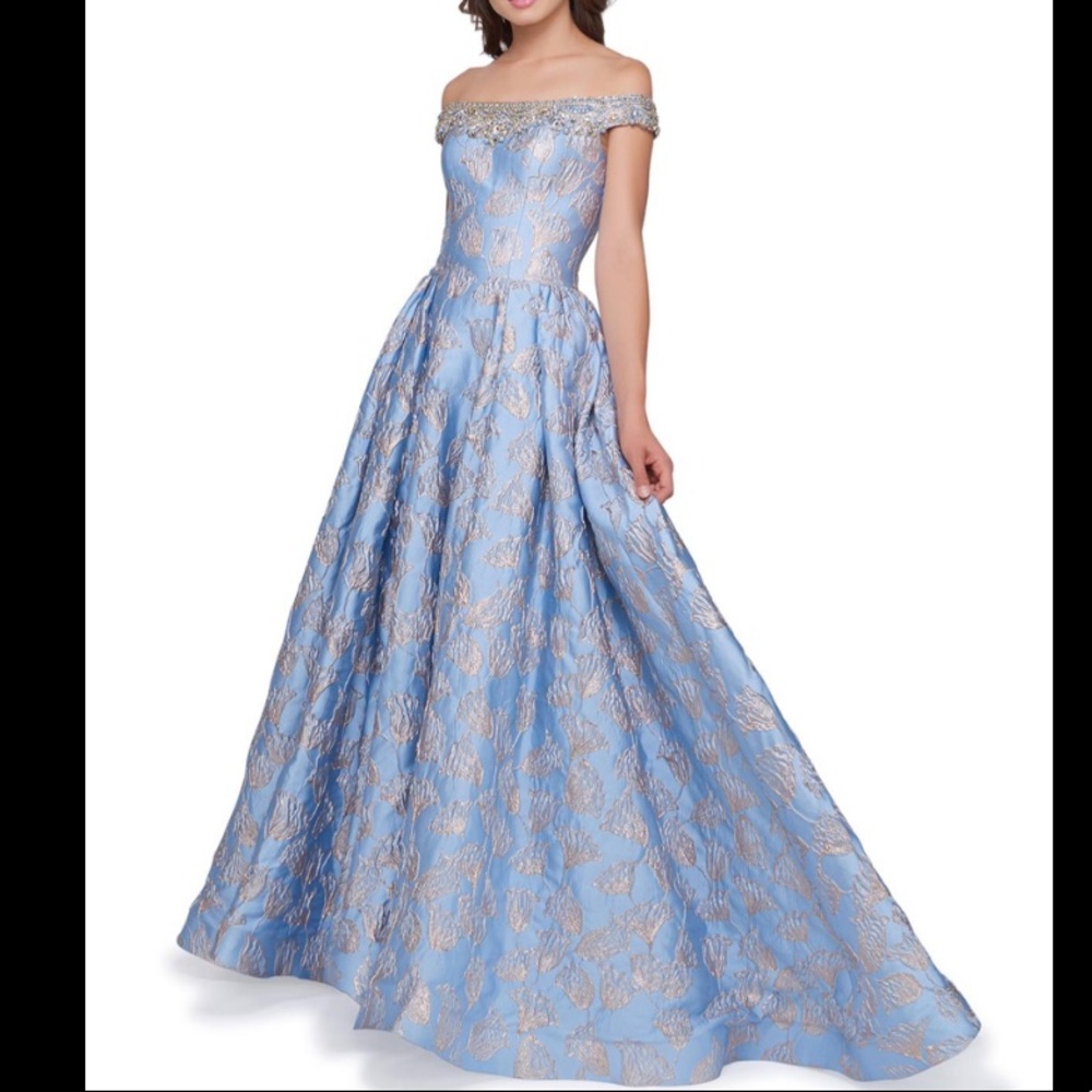 Mac Duggal Blue/Gold Gown